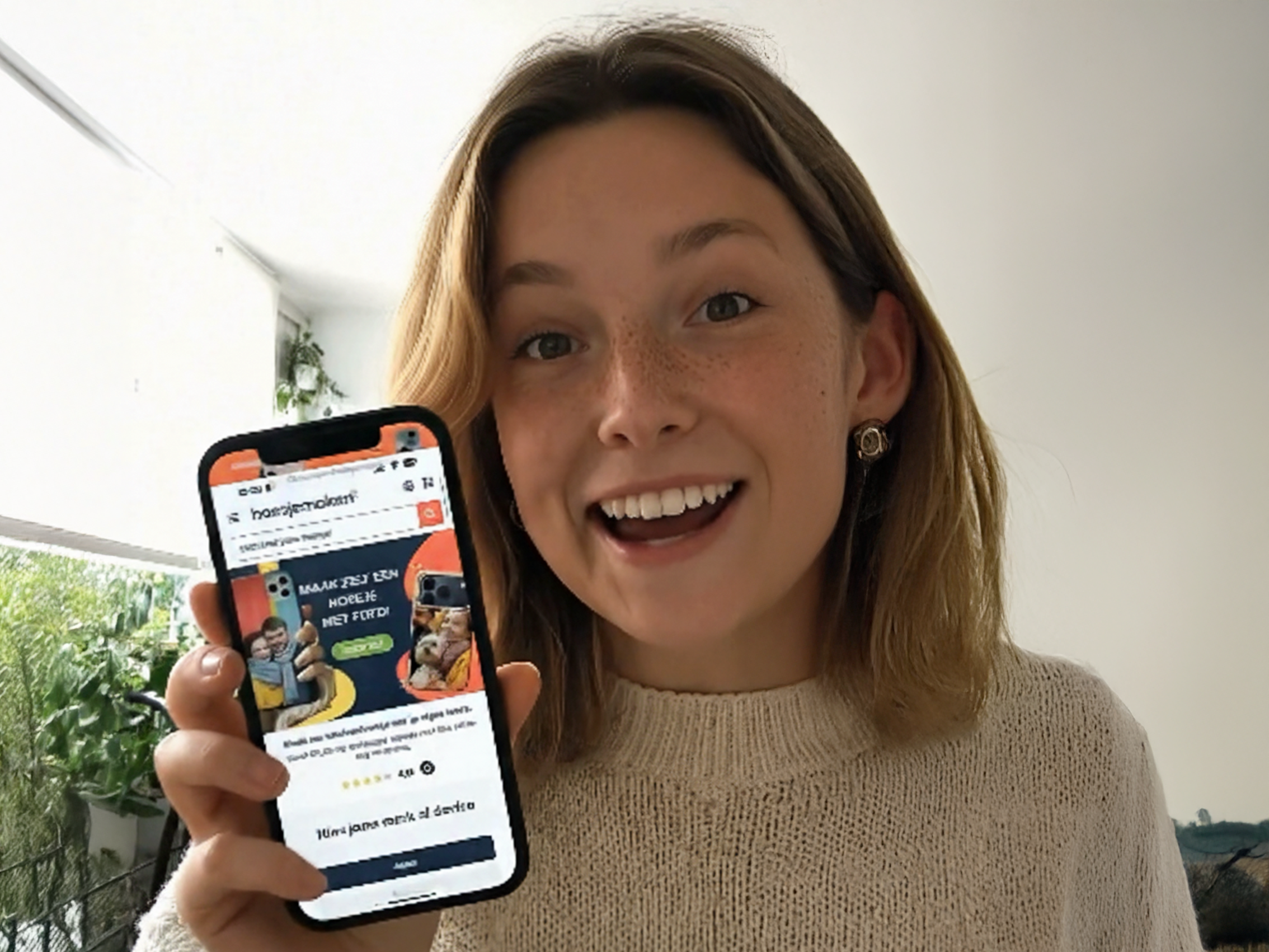 Client fericit cu husă personalizată